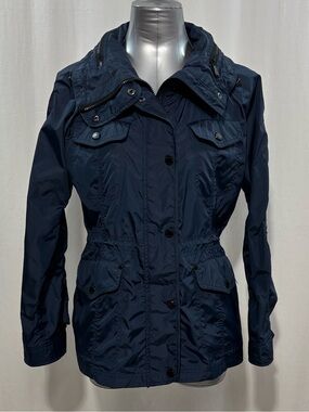 Michael Kors Packable Anorak Utility Rain Jacket w/ hood Navy Blue Sz Large